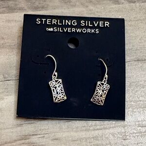 Silverworks women’s earrings Sterling silver Floral Filigree Drop dangle  NWT
